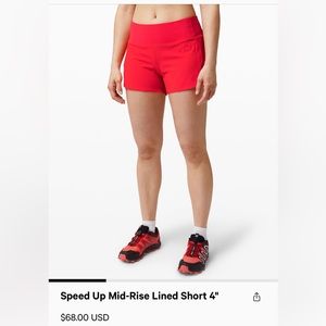 Lululemon Speed Up Shorts 4 in